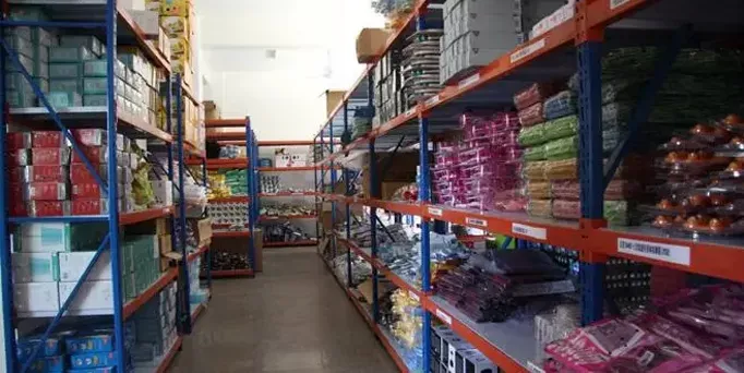 Traditional supermarket shelves