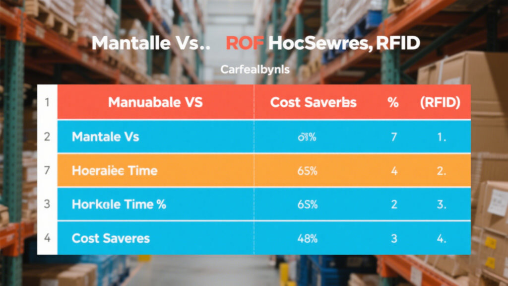 Comparison chart showing manual vs. RFID inventory time/cost savings