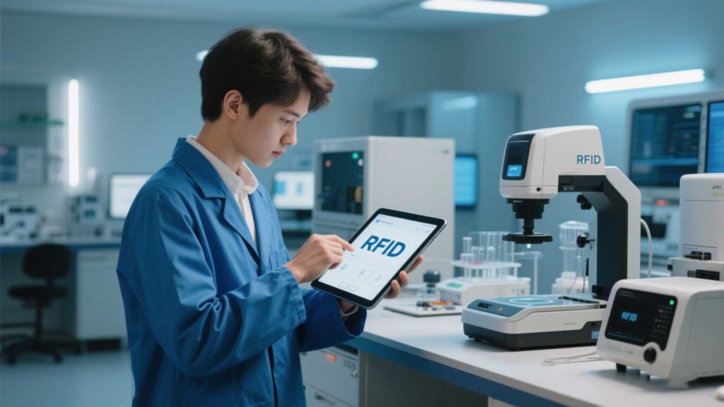 Beginner adjusting 
rfid scanner settings via a mobile app.