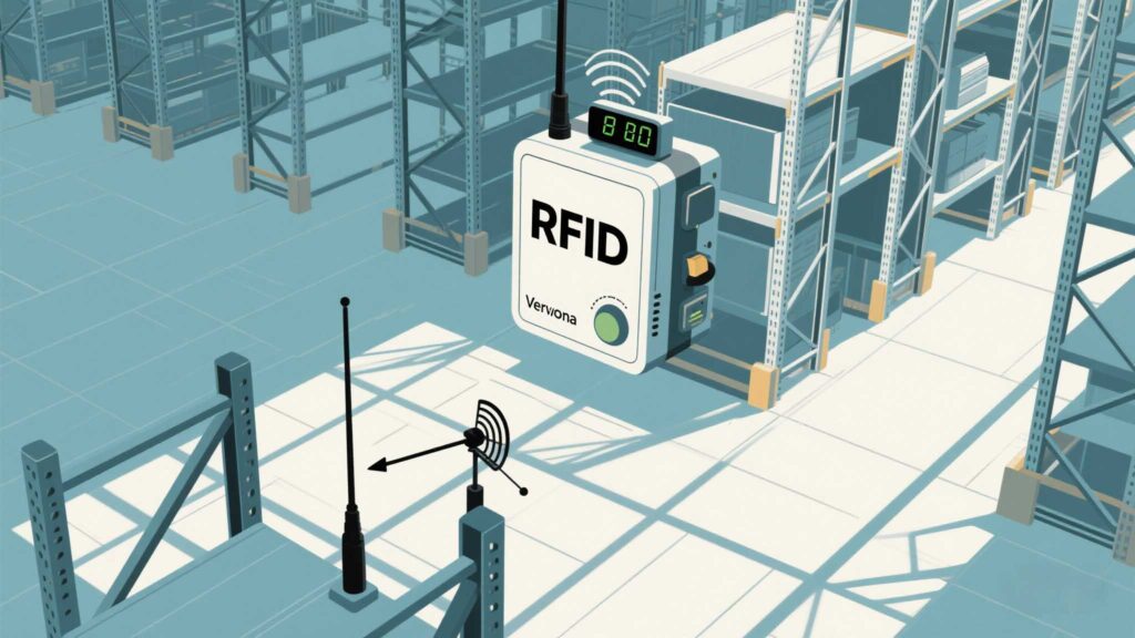 Cykeo reader with directional antenna and frequency display.