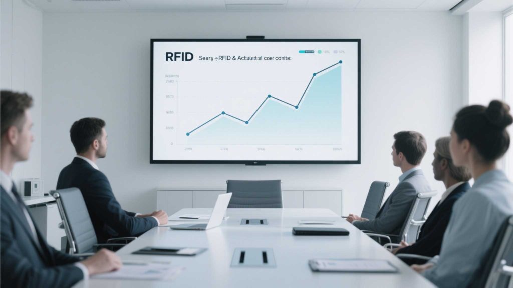 Cost comparison chart—RFID vs. manual inventory costs over three years.