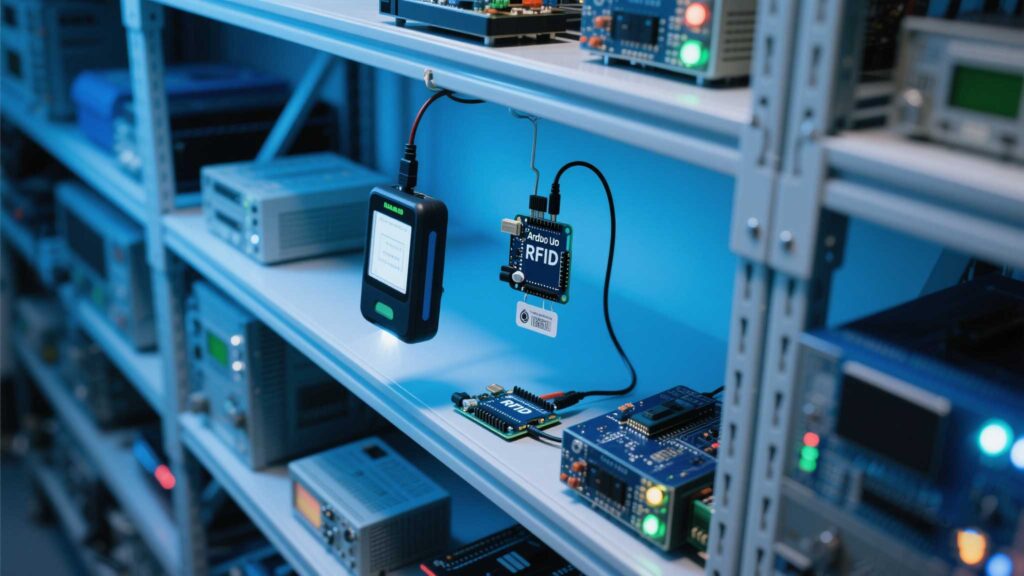 Wiring diagram for connecting an RFID module to Arduino.