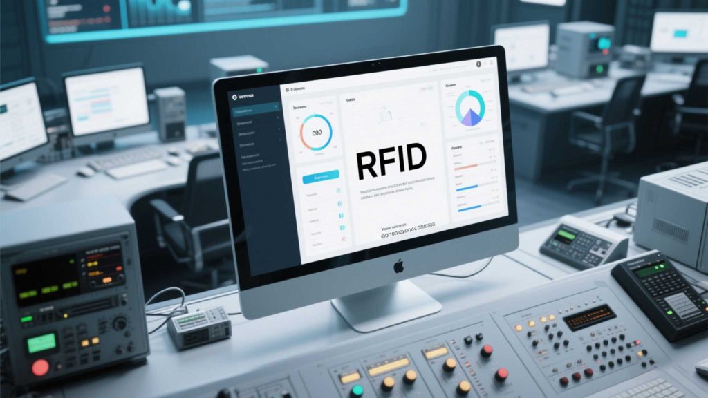 Dashboard displaying real-time RFID data from three sites.
