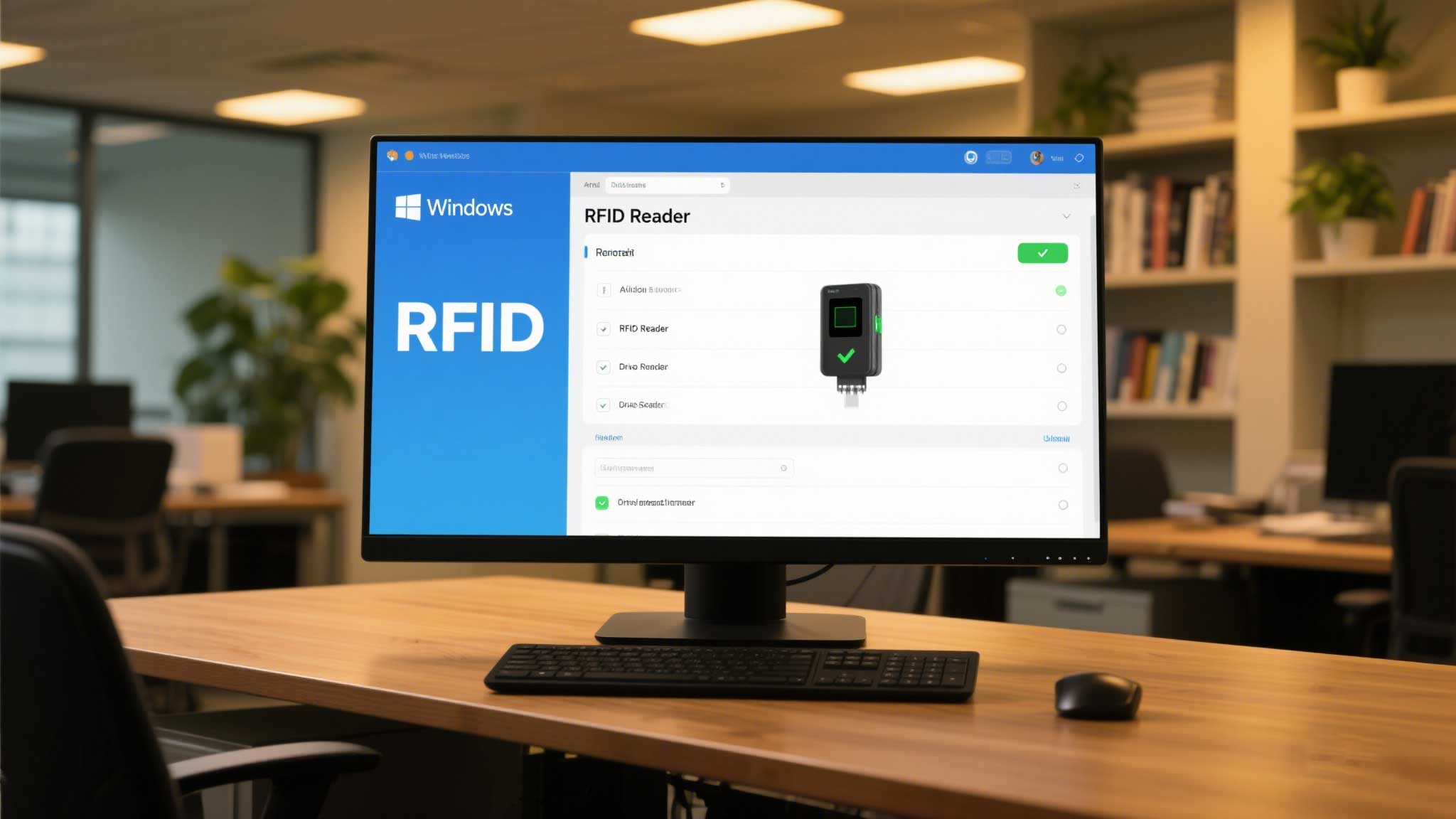 Device Manager showing a properly installed RFID reader driver.