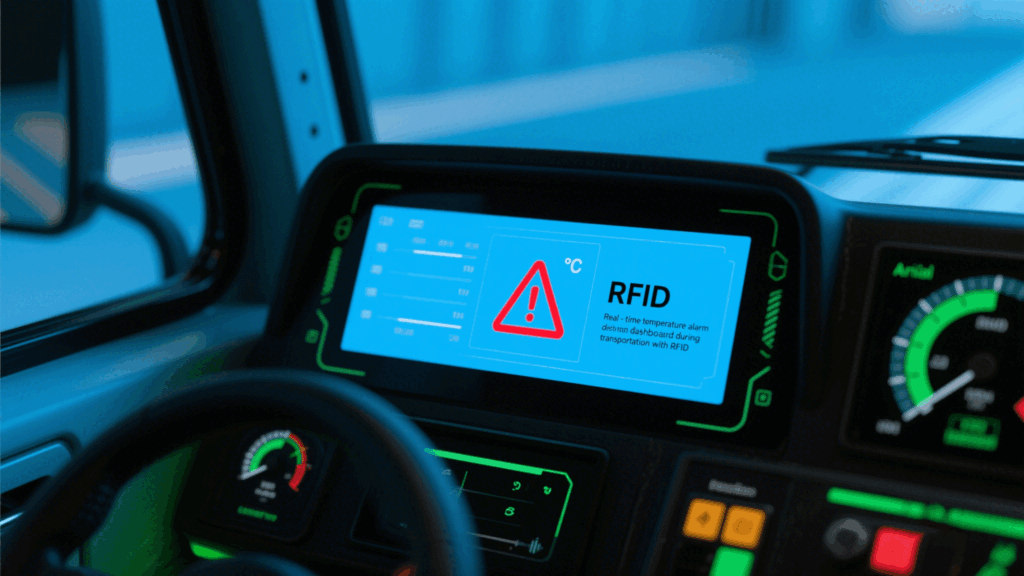 Dashboard showing real-time temperature alerts during transit.