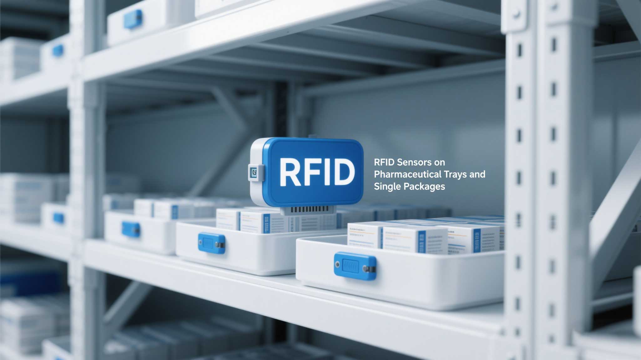 RFID sensor placement on a pharmaceutical pallet vs. individual packages.