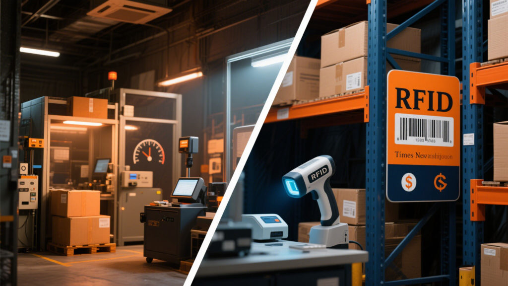 Cykeo RFID reader scanning a pallet from a distance.