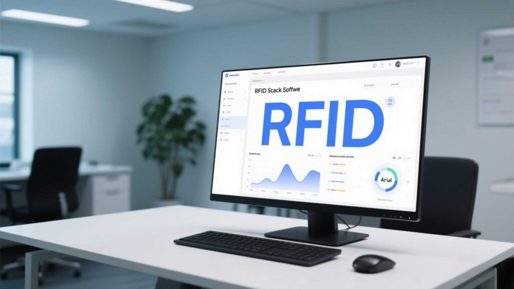 RFID scanning software detecting tags with real-time data.