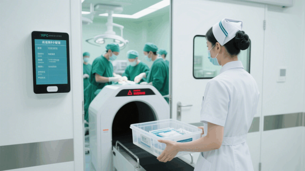 In hospital pharmaceutical warehouses, RFID Tunnels enable intelligent inbound and outbound management of medications.