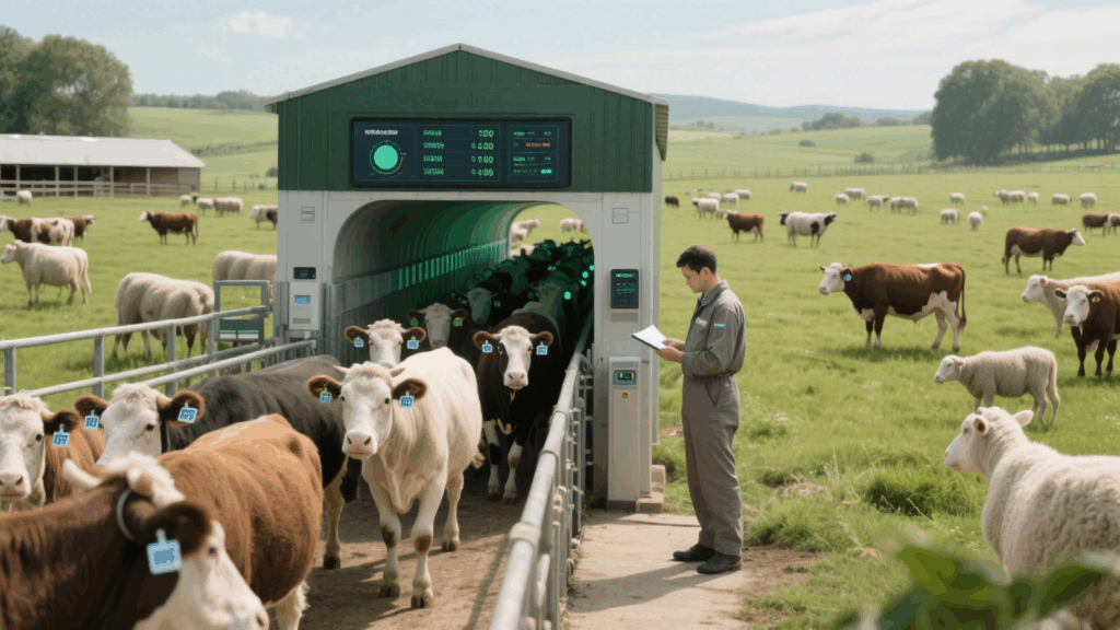RFID Tunnels at farm entrances and exits enables quick identification and health monitoring of animals, facilitating intelligent farm management. 
