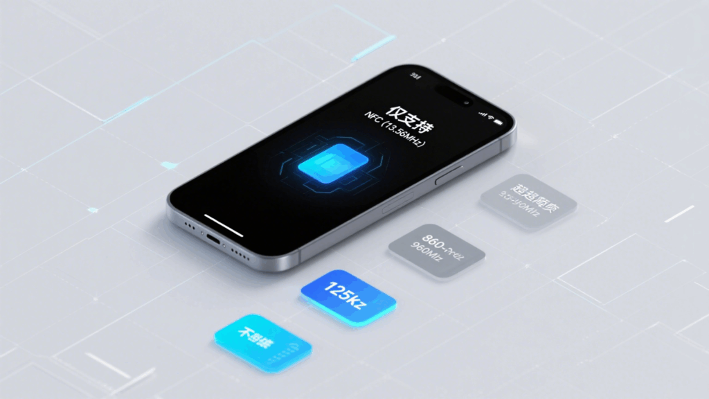 Understand what types of RFID tags phone can test and the differences between NFC, UHF, and LF frequency bands.