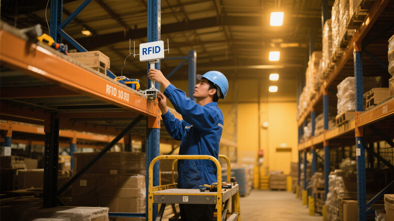 Install the RFID antenna above the obstacles in the warehouse