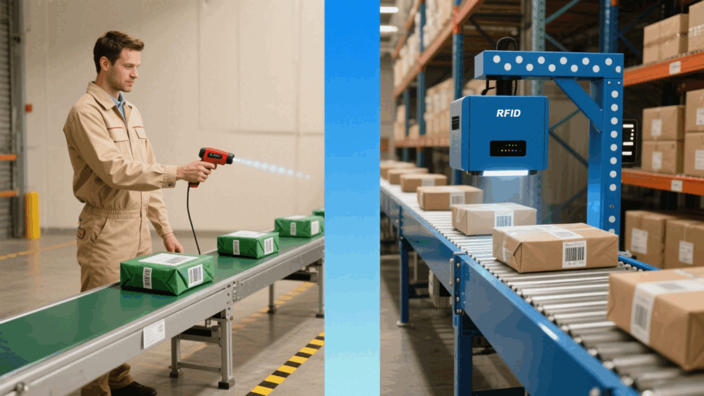Comparison of RFID scanner and barcode gun working principles