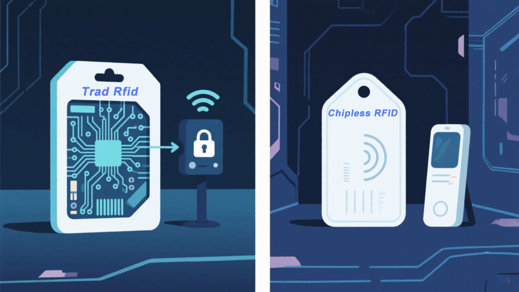 Table comparing the data capacity and read/write capabilities of two RFID tag types

