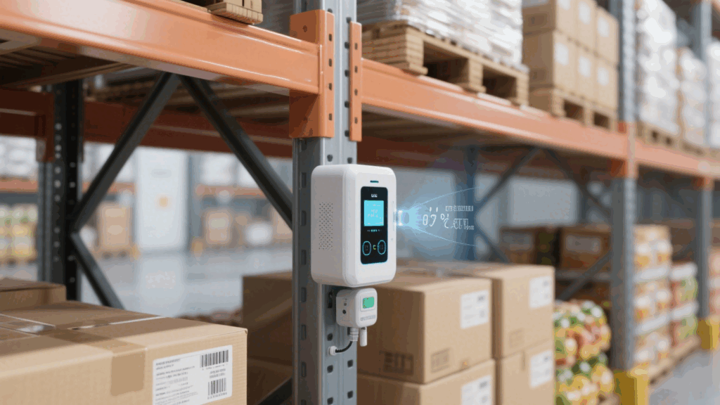 Illustrates a fixed RFID reader working with sensors for triggered scanning