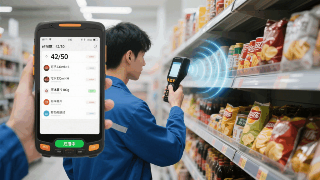 Practical use of an RFID reader for inventory counting on retail shelves