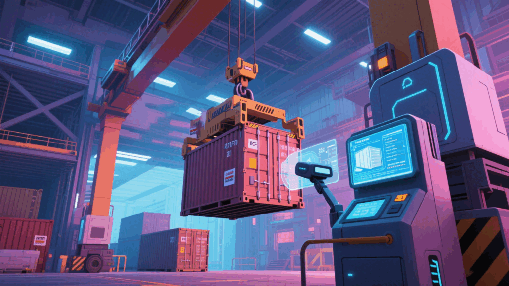  Simulated view of smart warehouse where RFID automates cargo operations