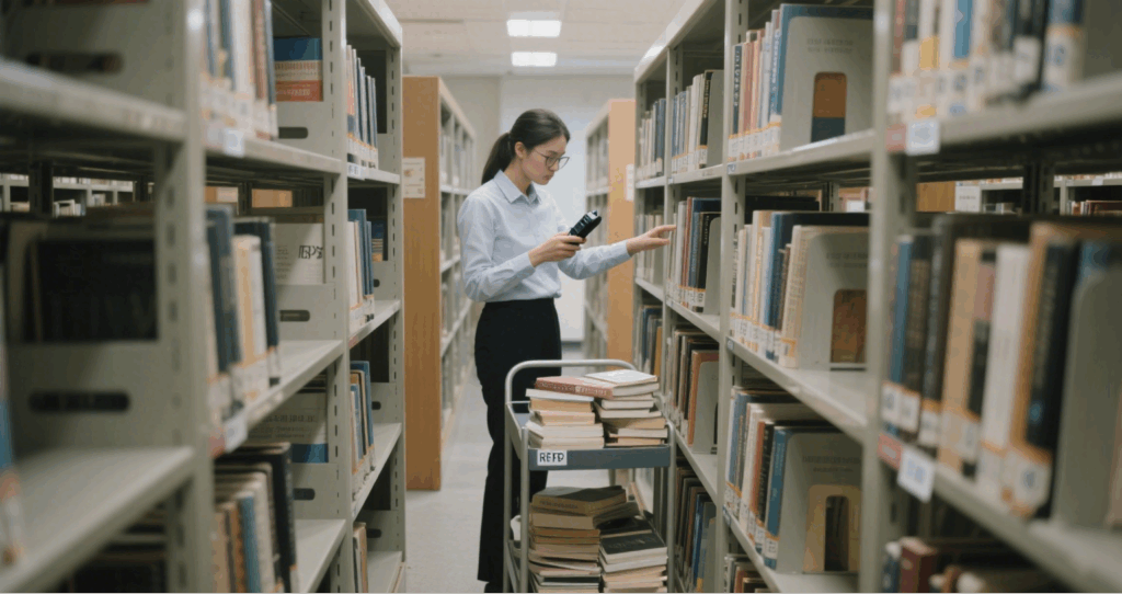Real-life use of RFID equipment in libraries, computer labs, and laboratories.