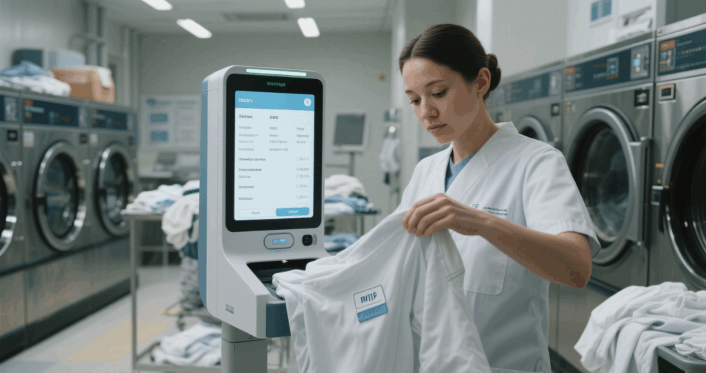 Sewable RFID Tag on Medical Clothing