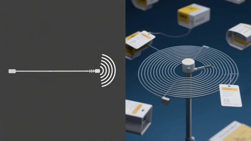 Linear polarization is highly directional, while circular polarization allows more flexibility in tag orientation.