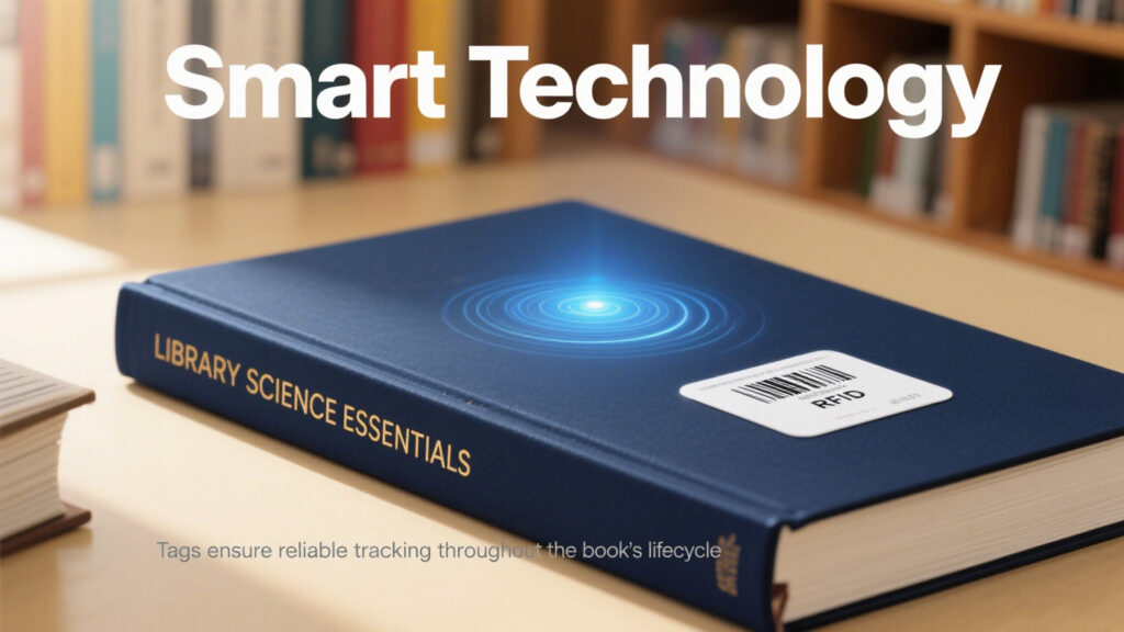 RFID tag attached to a library book
