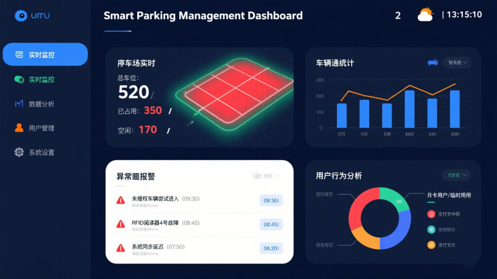 RFID system backend showing traffic data and analytics