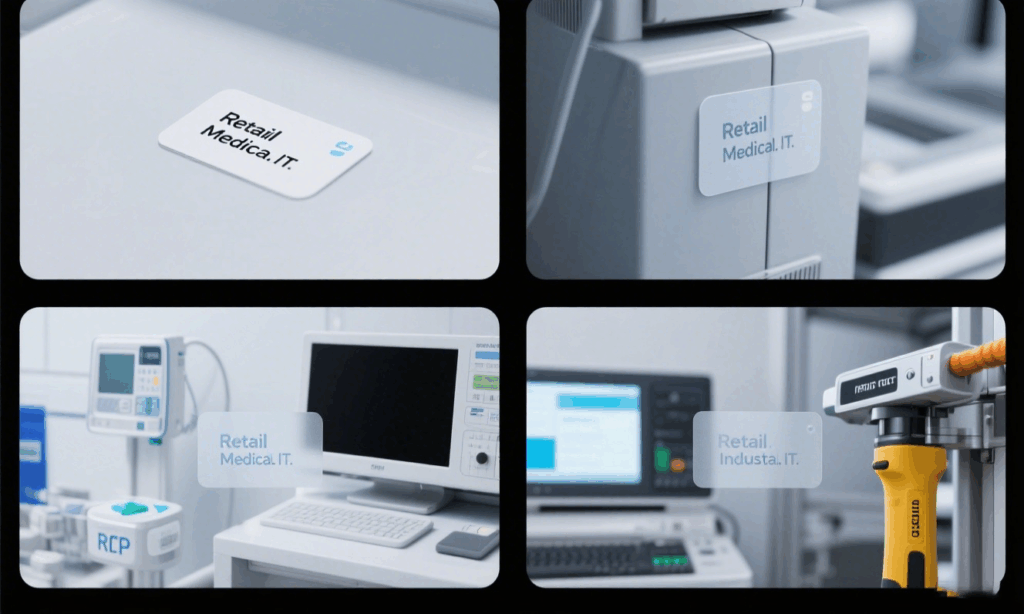 RFID labels are attached to retail merchandise, medical equipment, IT devices, and industrial tools.