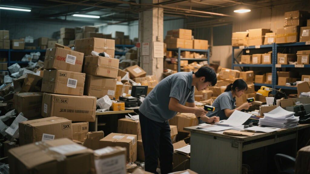  e-commerce warehouse in Longgang, Shenzhen，Barcode scanning for stock-takes in a high-SKU environment