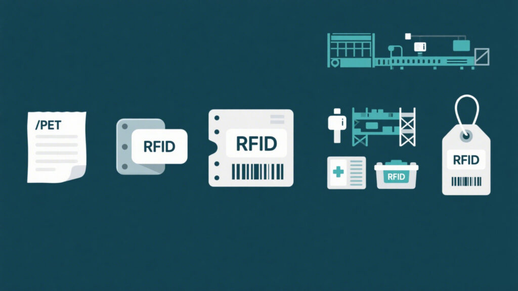  showing different types of RFID barcode labels.