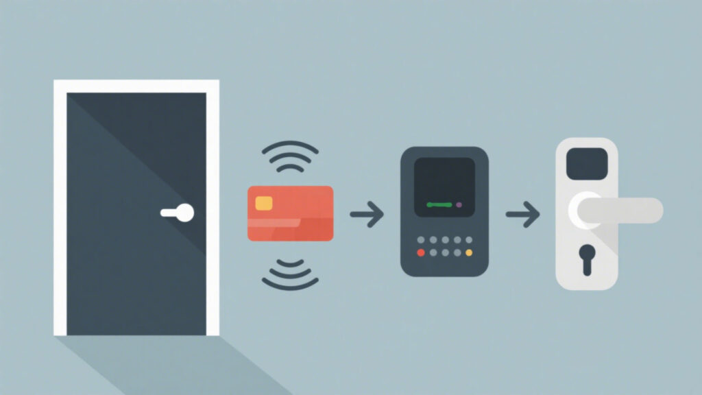 Diagram showing how a door RFID reader works