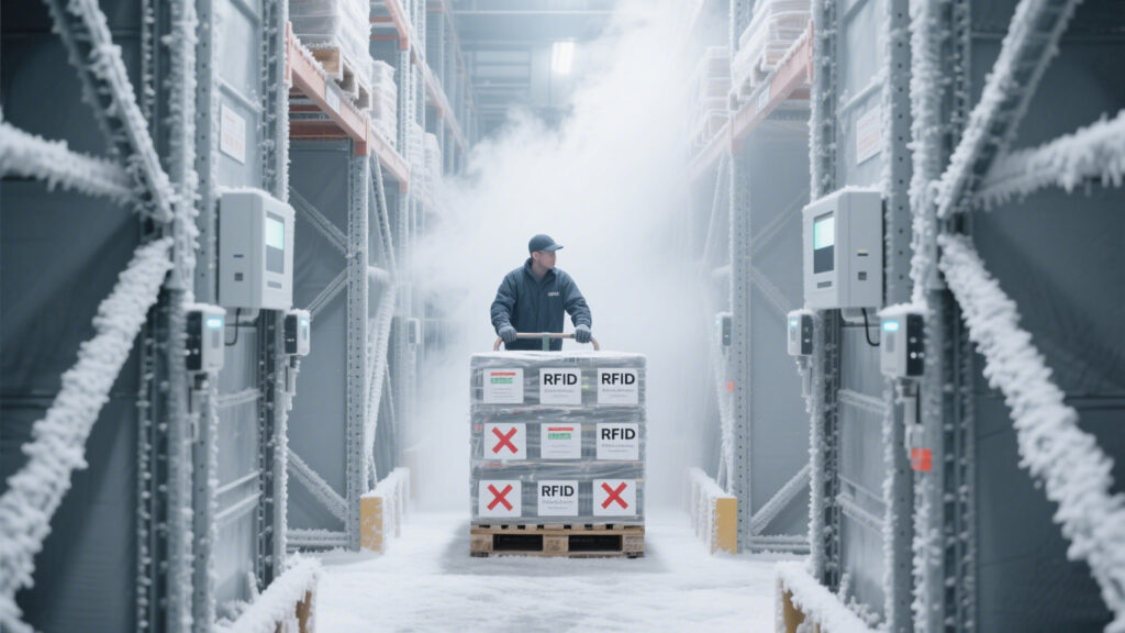 In cold chain warehouses, moisture and low temperatures drastically reduce tag readability—a real-world pain point.