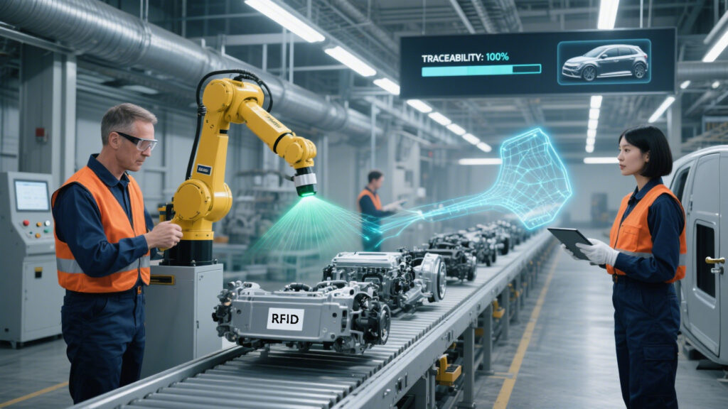 automotive assembly line with RFID tags