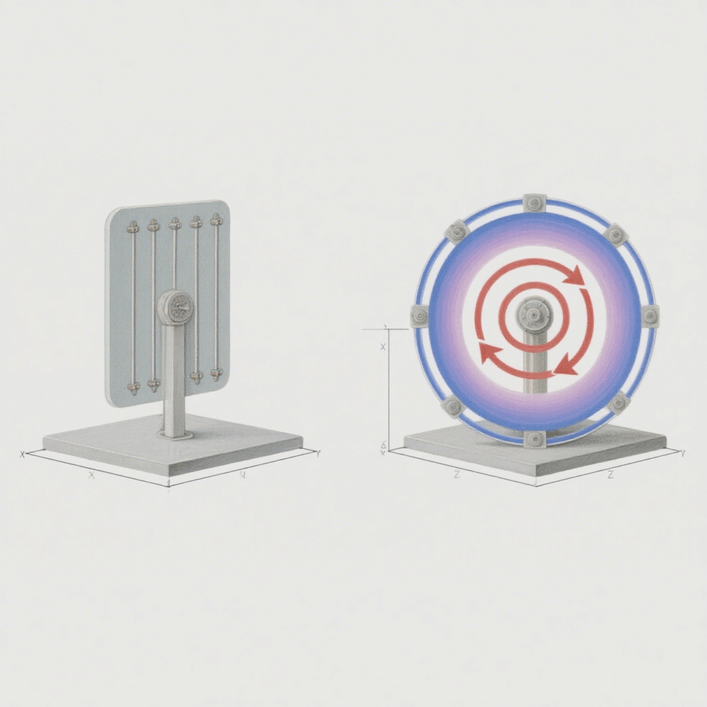 Electromagnetic wave patterns of linear vs. circular polarization in RFID antennas