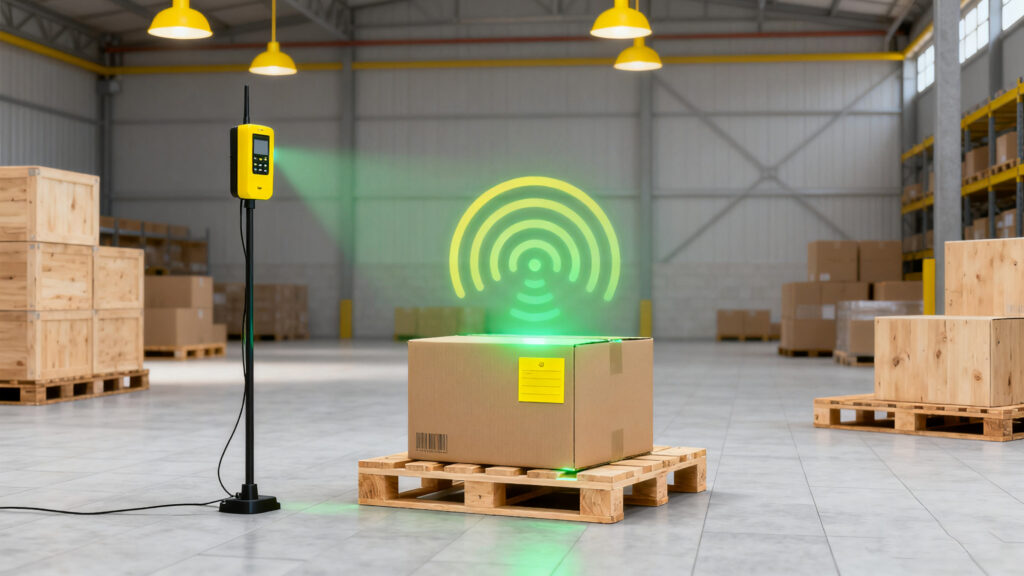 UHF RFID reader transmits signals and tags send data back