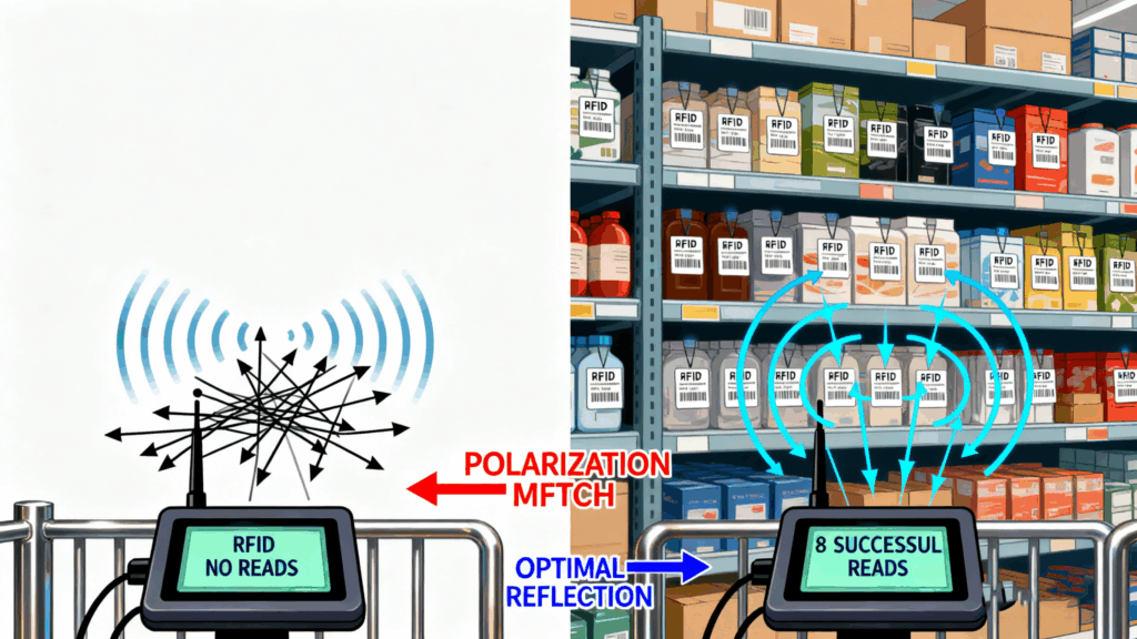 Visualization of RFID antenna mistakes and fixes