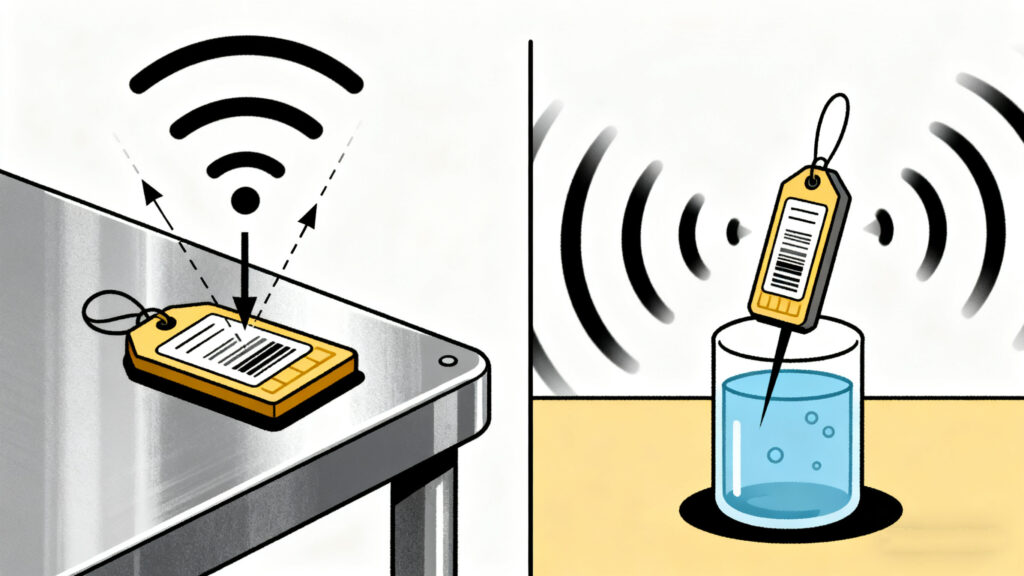 how metal and liquid environments interfere with RFID signals