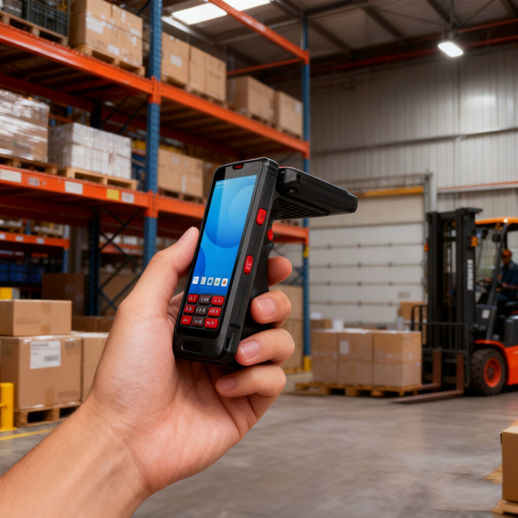 Industrial warehouse with wireless scanner