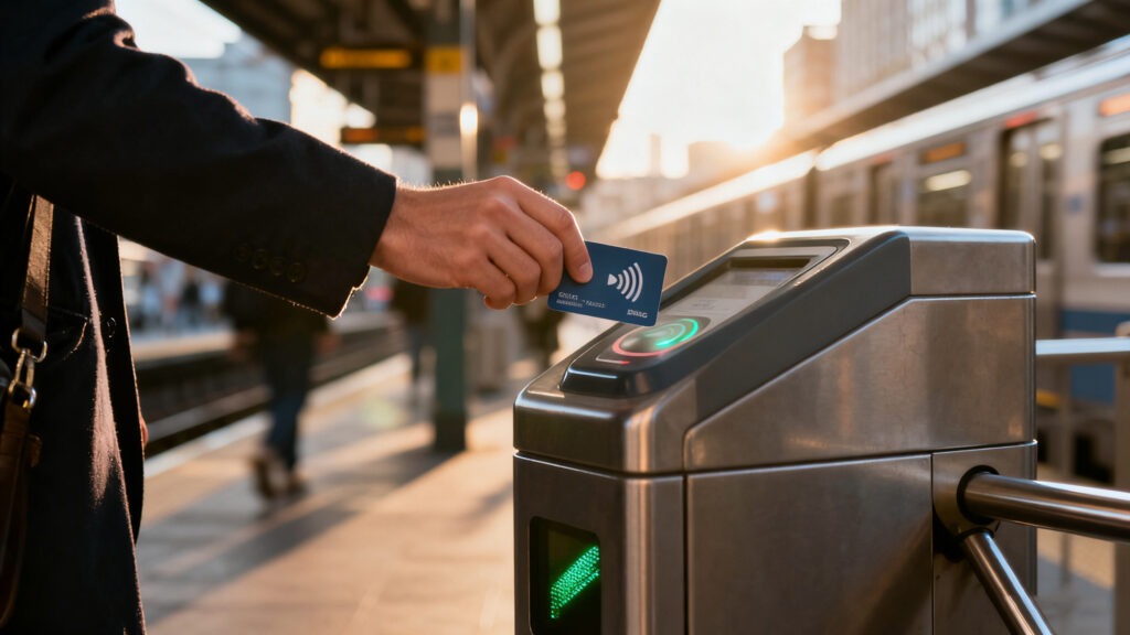  RFID metro card on a subway gate