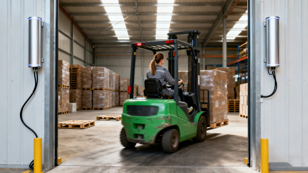 forklift through an RFID gate