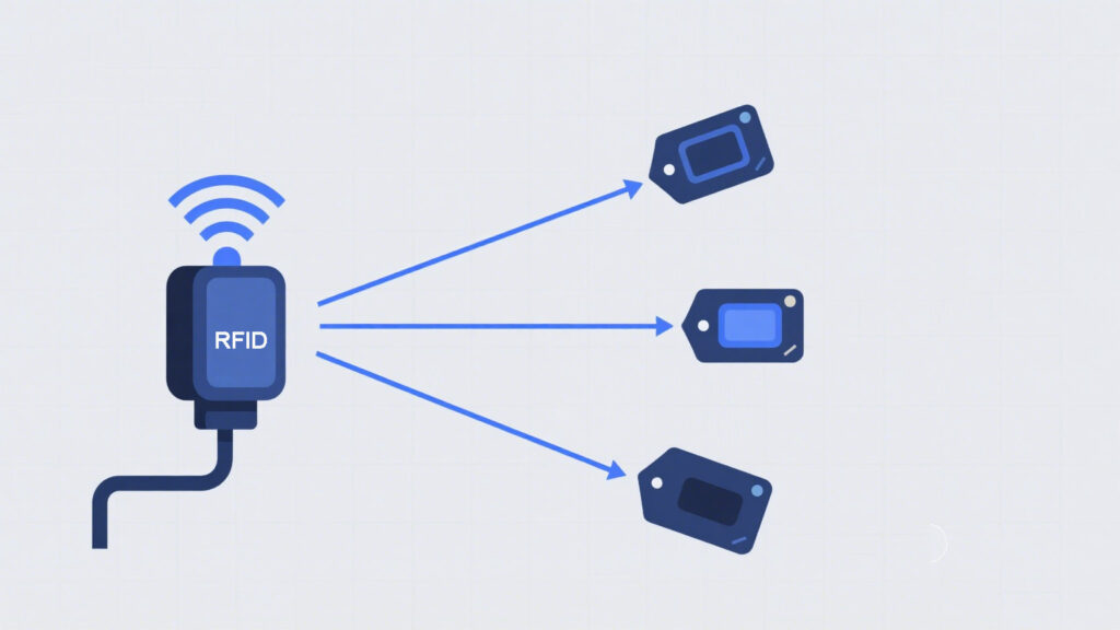 long-range RFID reader communicates with multiple RFID tags