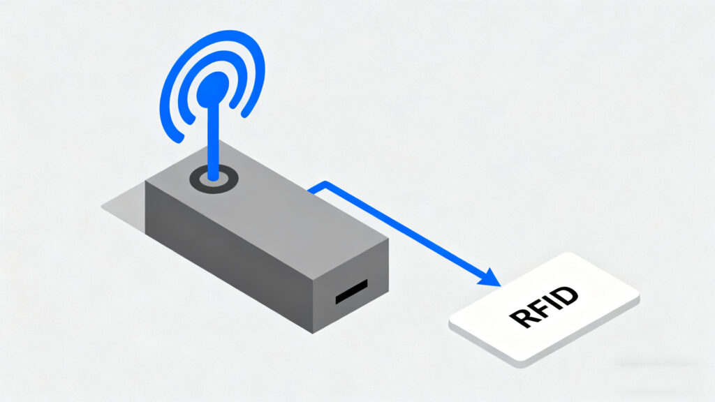 programmer device sending data to RFID tag