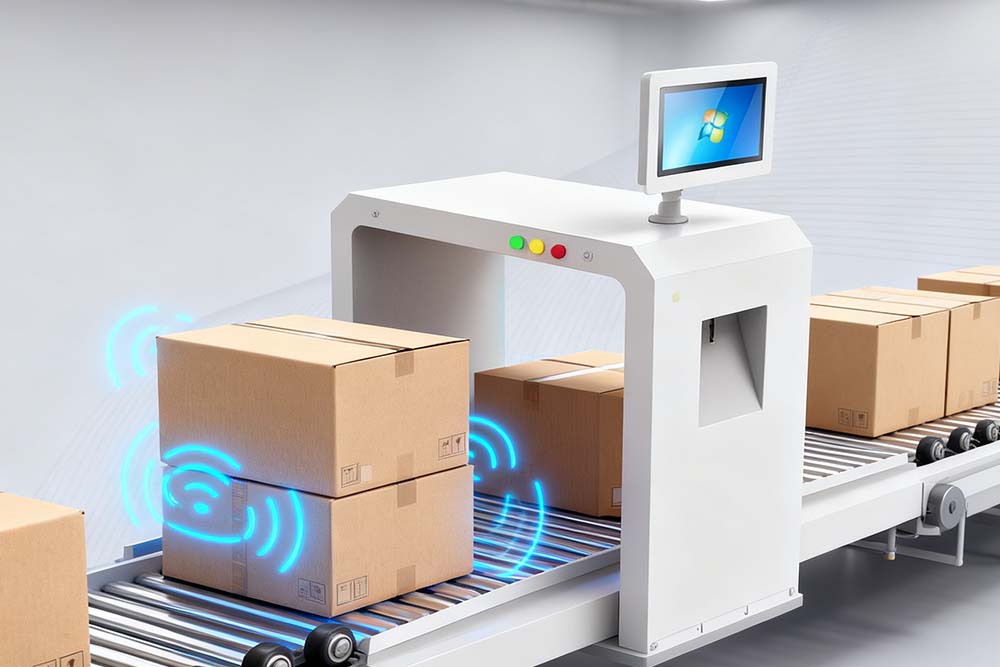 Cykeo CK-TP2C RFID Tunnel Reader — A Real-World, High-Accuracy Bulk Scanning System 1 CK-TP2C RFID tunnel reader scanning cartons