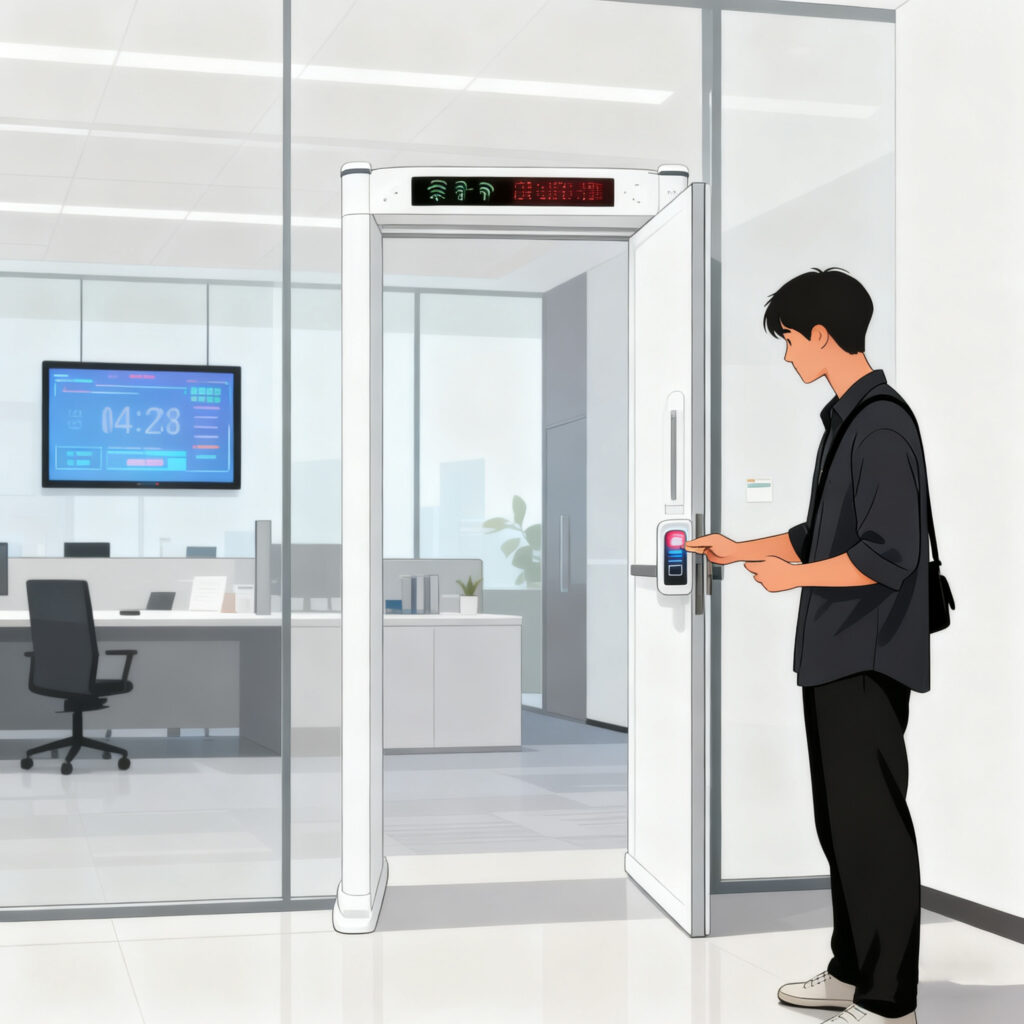 RFID access control card at office door