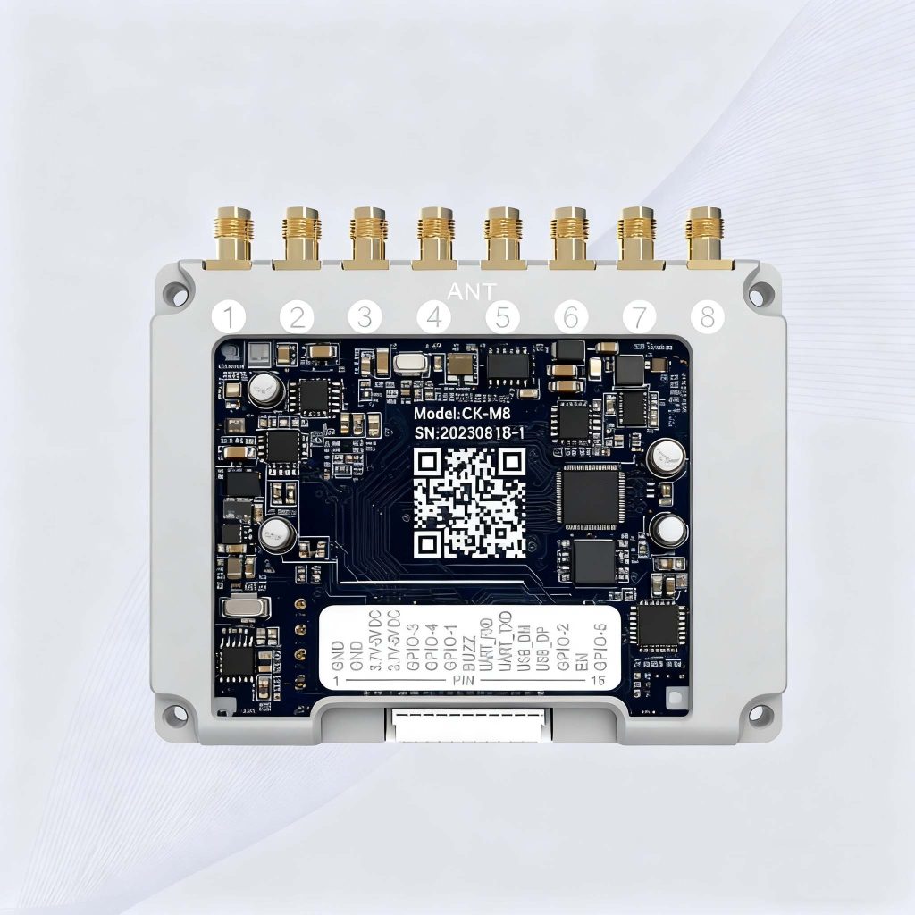 UHF RFID reader module with 8 SMA antenna ports