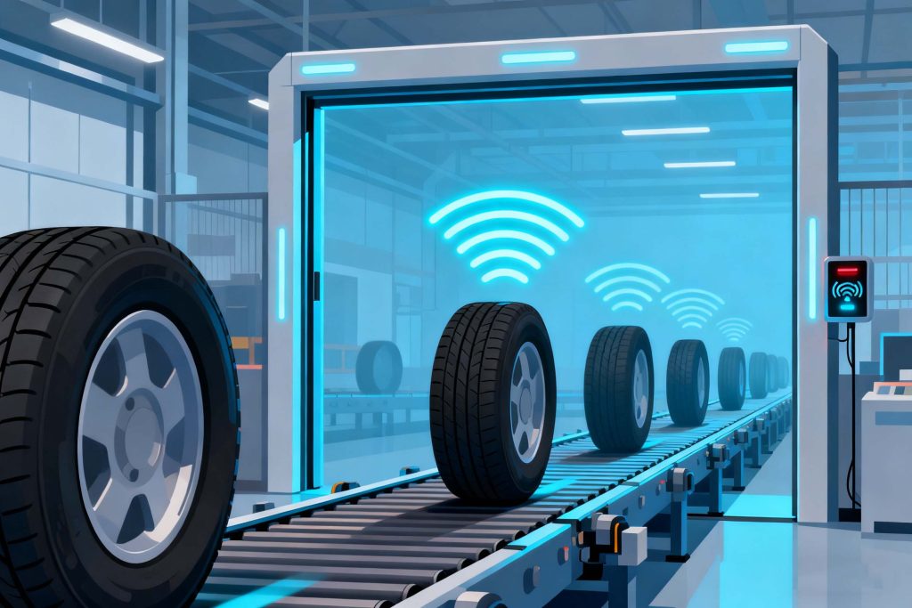multiple rfid tires passing through RFID scanning gate