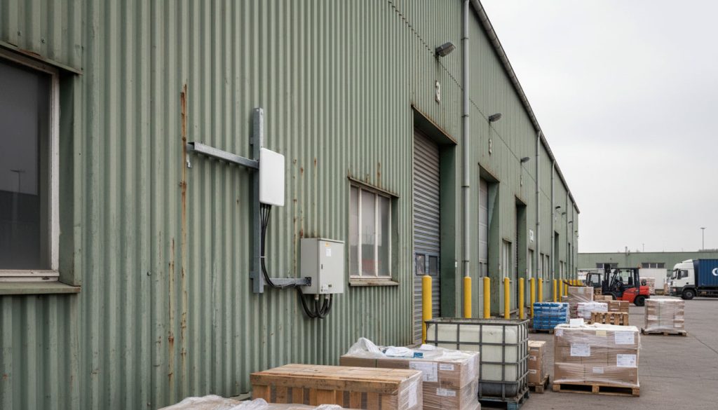 CYKEO Long Range RFID Tag Reader – Real-World Industrial Performance 1 Long range RFID tag reader installed on outdoor warehouse site