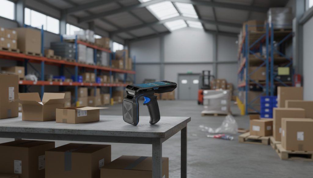 CYKEO CK-B3L uhf rfid bluetooth handheld reader with pistol grip and large 5.5 inch display.