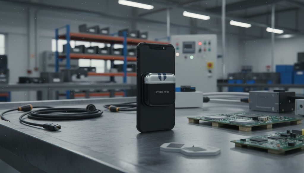 CYKEO CK-B4L: A Practical RFID Card Reader for Android Developers 1 CYKEO CK-B4L RFID reader magnetically attached to Android phone