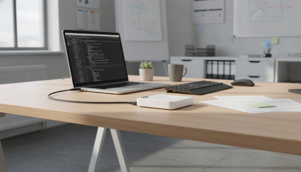 CYKEO RFID USB Scanner for Desktop Tag Encoding and Software Integration 1 RFID USB scanner connected to computer via Type-C cable