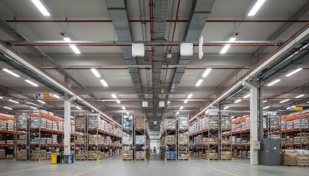 CYKEO CK-A9 circular polarized RFID antenna mounted in warehouse